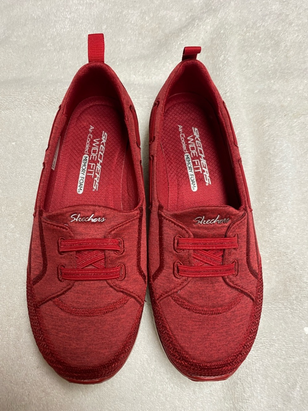 Skechers Women’s Microburst Red Slip-On Knit Sneakers